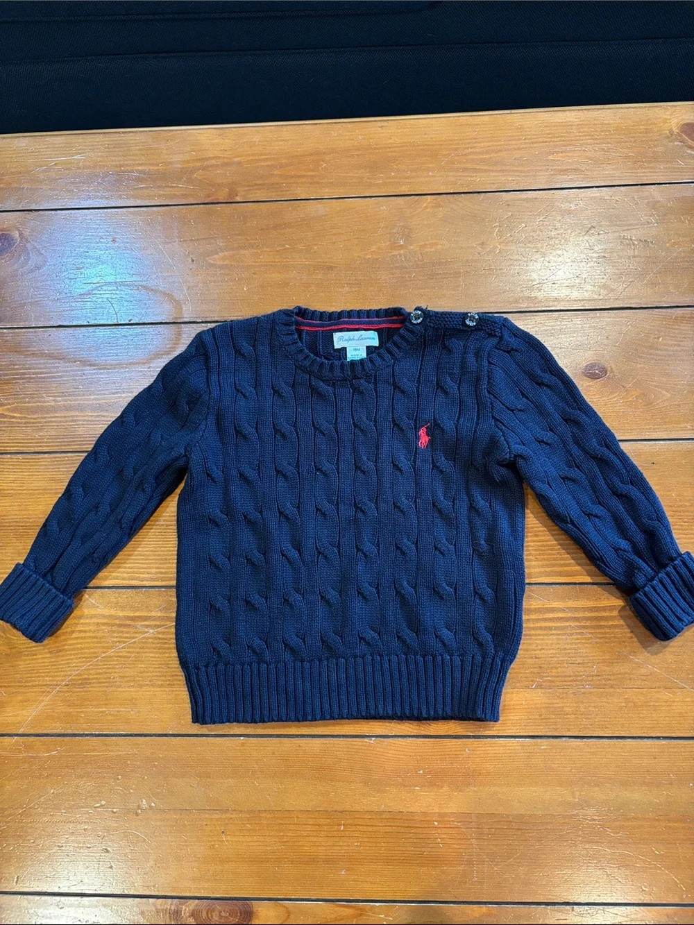 Ralph Lauren Navy Cable-Knit Crewneck Sweater Boys 18 Months
